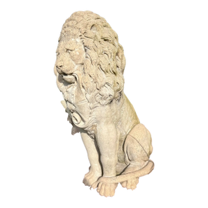Vintage Architectural Sitting Stone Concrete Lion Statue