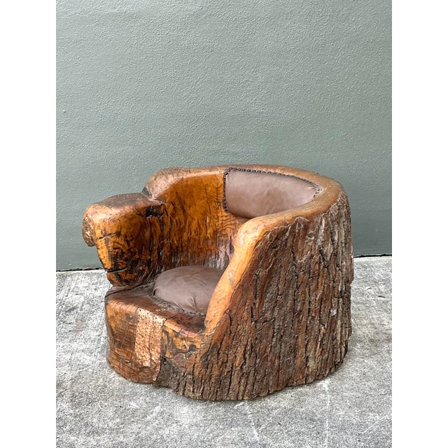 Early 20th Century Vintage Tree Trunk Barrel Chair For Sale - Image 5 of 12