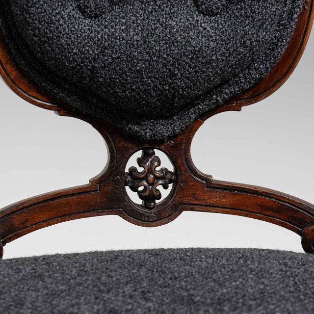 French 19th Century United Kingdom Charcoal Grey Carved Wood Side Chair For Sale - Image 3 of 11