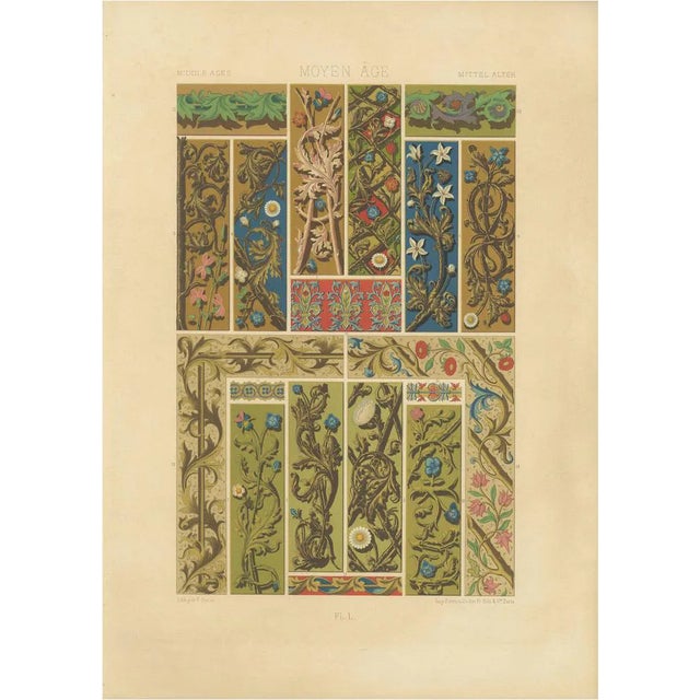 Medieval Floral Borders, 1869, Lithograph For Sale