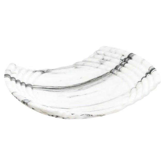 Big Wave Tray in Arabescato Marble from Fiammettav Home Collection For Sale