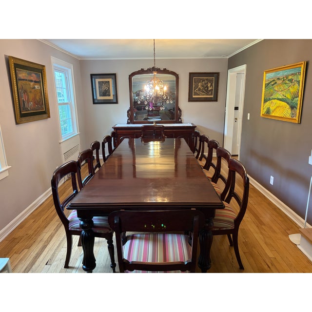 Victorian Reproduction Solid Mahogany Victorian 12 Seat Dining Set For Sale - Image 3 of 11