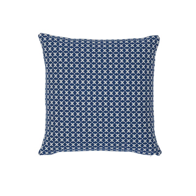 Schumacher Elias 14" Lumbar Pillow in Blue & Ivory For Sale In New York - Image 6 of 6