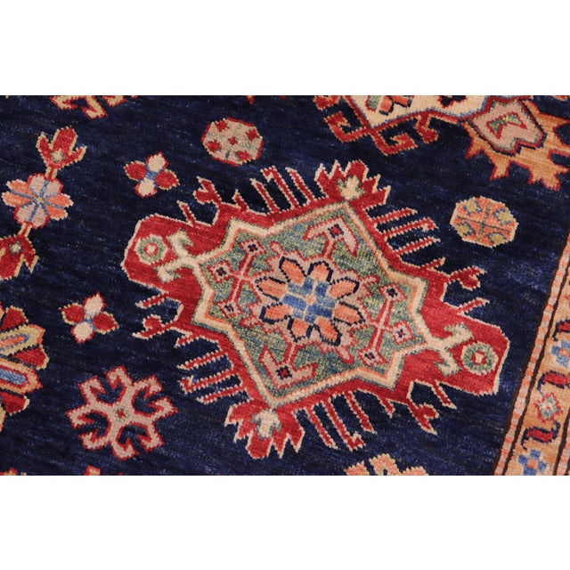 Bohemian Super Kazak Blue/Red Wool Rug - 8'2'' X 10'4'' For Sale - Image 4 of 10