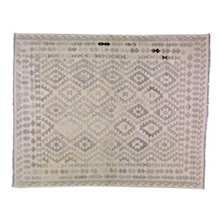 Vintage Afghan Hand Made Organic Wool Maimana Kilim,6'6"x8'1" For Sale