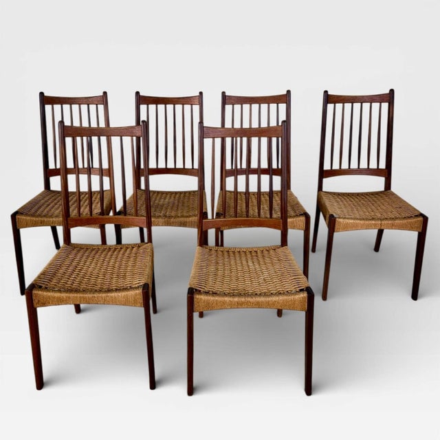 Brown Vintage Danish MK200 Dining Chairs by Arne Hovmand-Olsen, Set of 6 For Sale - Image 8 of 11