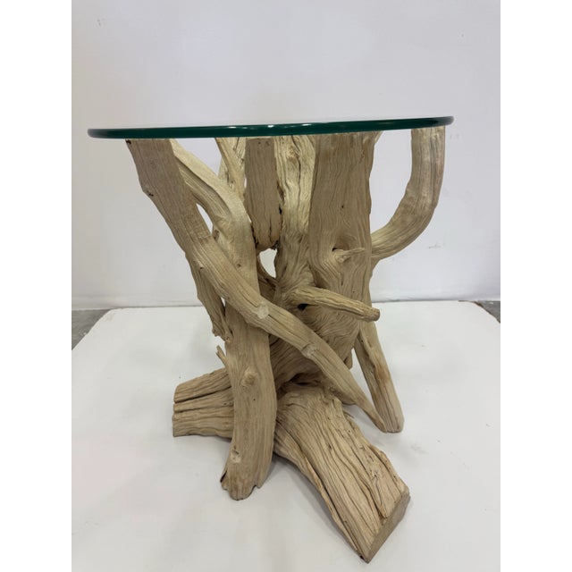 Beige Vintage Coastal Driftwood Side Table For Sale - Image 8 of 12