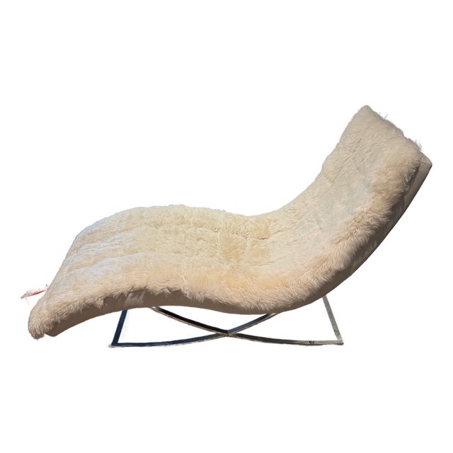 Leather and Sheepskin Chaise Lounge by Lee For Sale