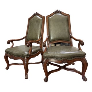 Late 20th Century Louis XV-style Carved Wood Armchairs - Set of 2 For Sale