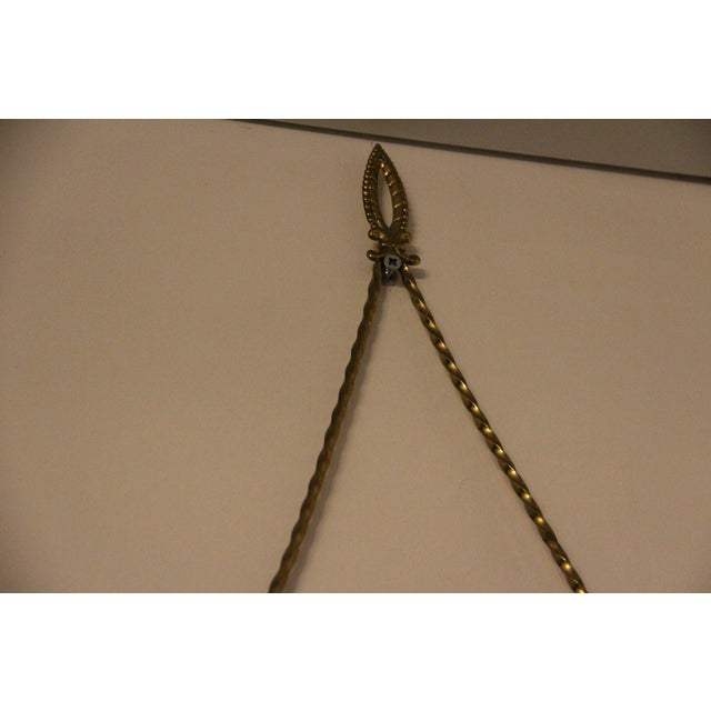 Metal Oval Brass Wall Mirror with Neoclassical Decoration and Brass Chain, 1950s For Sale - Image 7 of 17