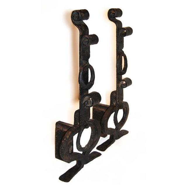 Arts & Crafts Antique Andirons - Arts and Crafts Style - A Pair For Sale - Image 3 of 4