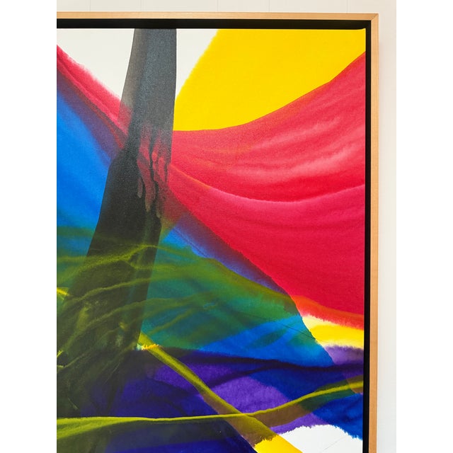 Make a striking statement with this commanding mid-to-late 20th century original abstract acrylic painting on canvas by...