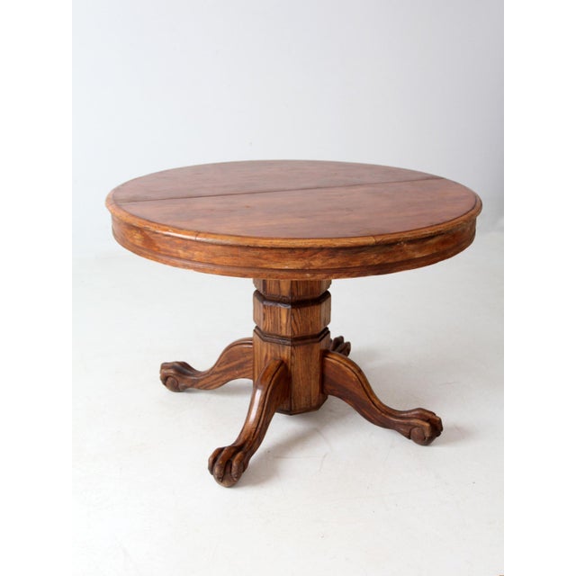 Antique Round Oak Dining Table For Sale - Image 11 of 18