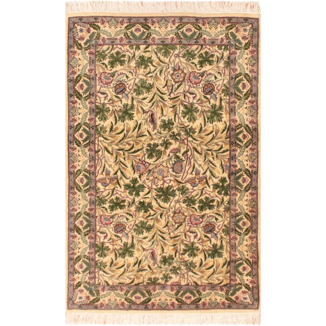 Shabby Chic Pak-Persian Beige/Green Wool Rug - 3'2'' X 5'1'' For Sale - Image 9 of 9