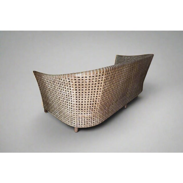 McGuire Amazing McGuire Antalya Rattan Laced Rawhide Leather Sofa For Sale - Image 4 of 8