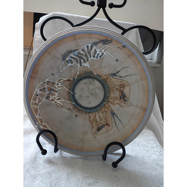 Pristine Vintage Donn Hedman Studio Art Pottery Safari Platter – 10" Slip-Trailed Stoneware For Sale - Image 12 of 14