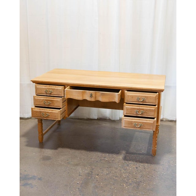 Danish Oak Writing Desk Attributed to Henning Kjærnulf, C. 1970s For Sale - Image 15 of 15