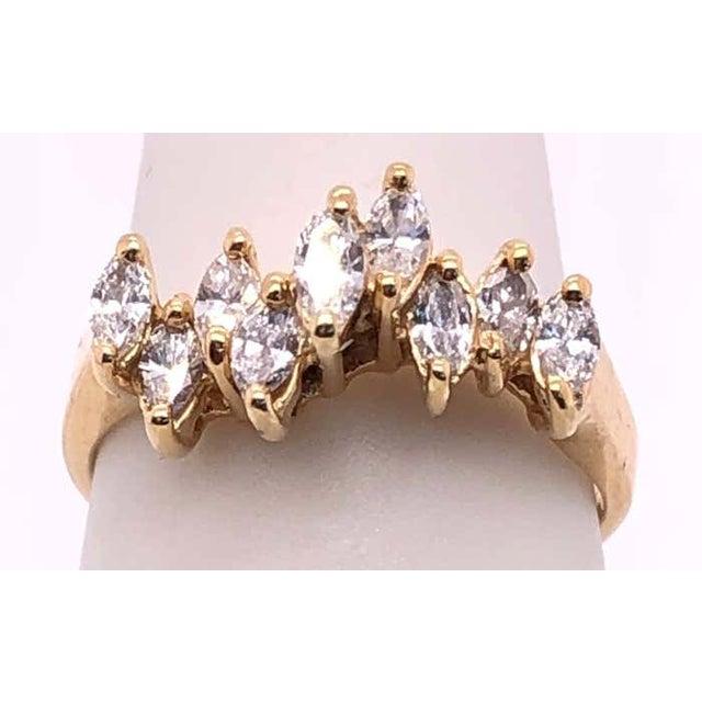 14 Karat Yellow Gold Wedding Bridal Ring With Marquise Diamonds For Sale - Image 11 of 11