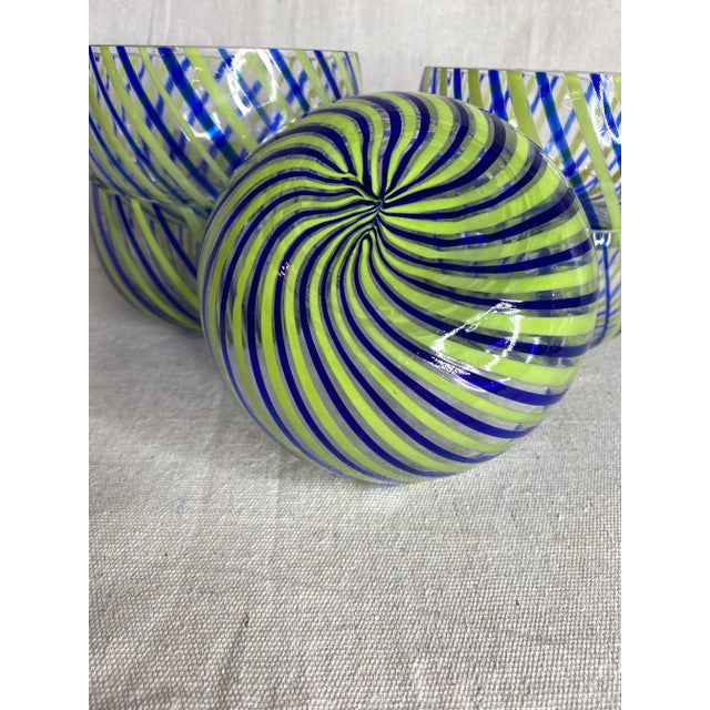Late 20th Century Late 20th Century Hand-Blown Vinini-Style Bowls- Set of 6 For Sale - Image 5 of 10