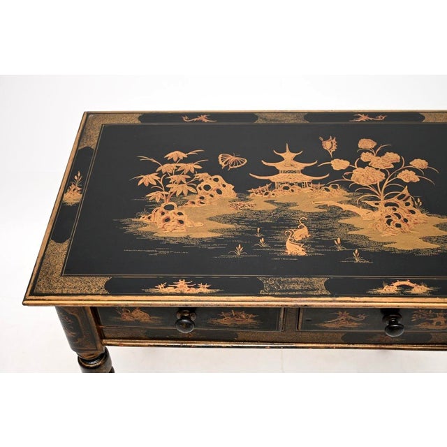 Wood Antique Victorian Chinoiserie Lacquered Side Table, 1850s For Sale - Image 7 of 13