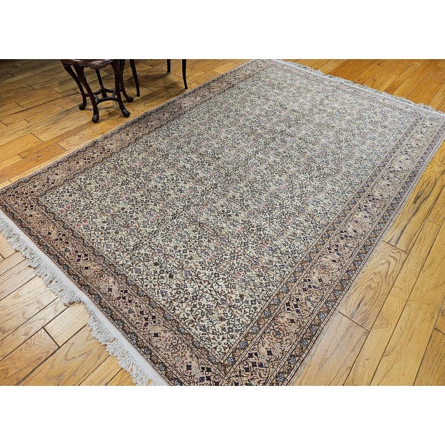 Brown Vintage Turkish Hereke Room Size Rug, Hand-Woven Wool, Allover Pattern, 7' x 10' For Sale - Image 8 of 17