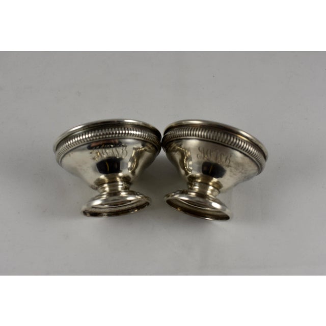 19th C. English Sterling Silver Open Salts & Spoons- 4 Pieces For Sale - Image 9 of 11