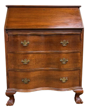 Vintage Chippendale Style Fall Front Drop Front Secretary Desk