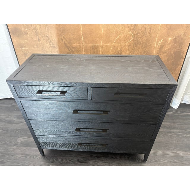 Rh French Contemporary 5-Drawer Dresser Black Oak | Satin Bronze Hardware | Designed by Van Thiels For Sale - Image 16 of 18