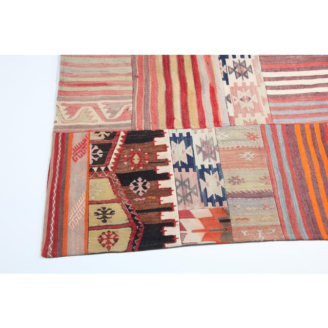 Mid 20th Century One of a Kind Turkish Kilim Patchwork Rug for Contemporary Interiors -5' 11'' X 8' For Sale In Tampa - Image 6 of 10