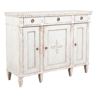 19th Century Swedish Gustavian Gray Painted Buffet Sideboard For Sale