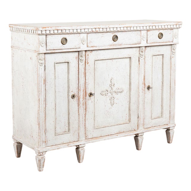 19th Century Swedish Gustavian Gray Painted Buffet Sideboard For Sale