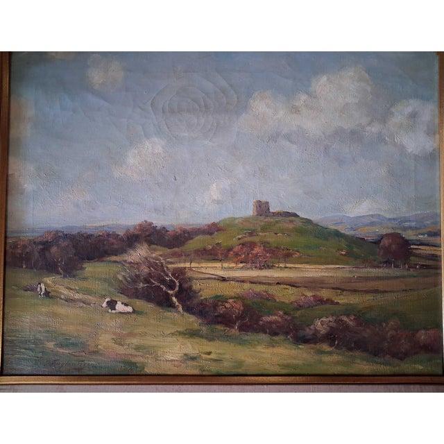 Traditional 19th Century Scottish Landscape Oil Painting of Dunure Castle Ruin on a Hillside by Taylor Brown (Exhibited Rsa) For Sale - Image 3 of 8