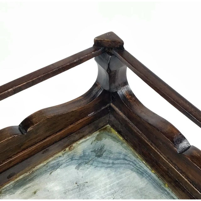 Chinese Carved Solid Rosewood and Marble Stand For Sale - Image 9 of 12