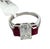 Contemporary 1.65 CTW Mid-Century Emerald Cut Diamond & Burmese Ruby Platinum Ring, Size 6.5 For Sale - Image 3 of 10