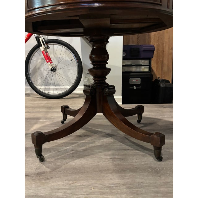 Rare Mid-Century Georgian Style Leather Top Mahogany Drum Table For Sale - Image 10 of 10