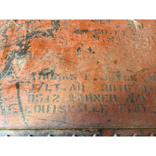 Mid-Century Modern Industrial Us Military Footlocker Trunk With Original Insert Tray For Sale - Image 12 of 12