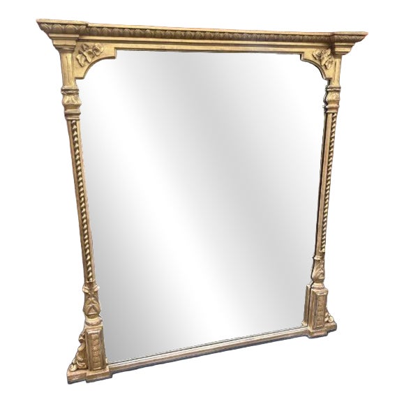 Antique English Gilt Rope Twist Framed Overmantle Mirror For Sale