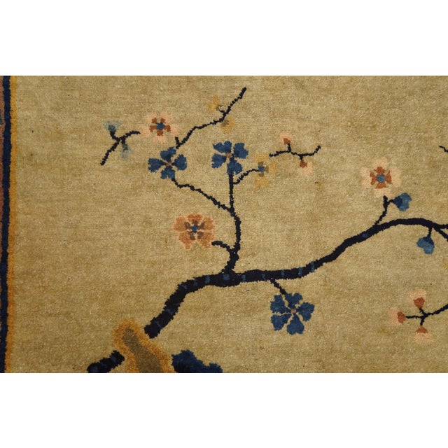1920s Beige Floral Modern Antique Chinese Art Deco Rug 5' X 7'8" Hand Knotted Wool Carpet For Sale - Image 4 of 6