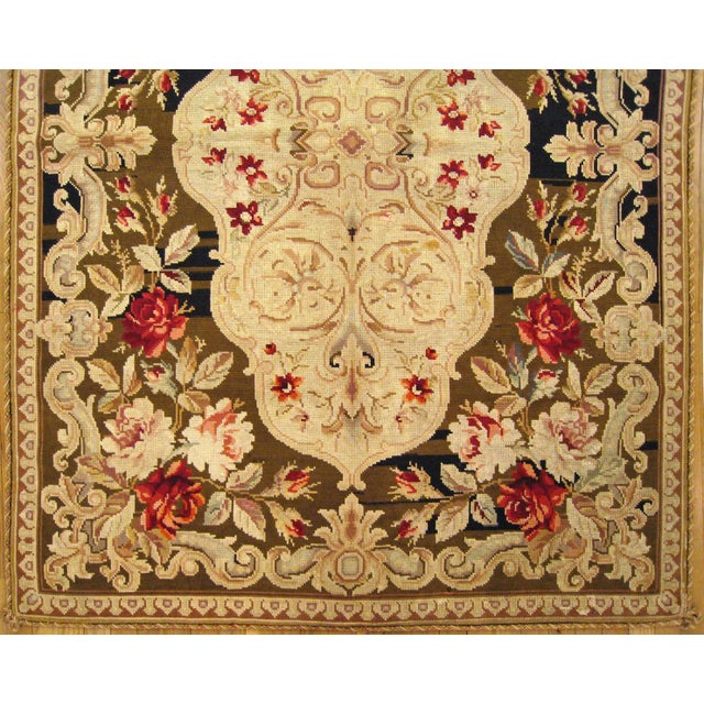 Traditional Early 20th Century Antique Portuguese Needlepoint Rug - 6′7″ × 4′8″ For Sale - Image 3 of 5
