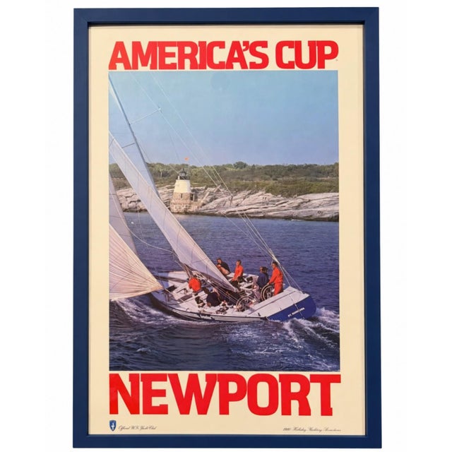 Vintage 1980 America’s Cup Newport New York Yacht Club Framed Sailing Poster For Sale In Washington DC - Image 6 of 12