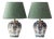 Vintage Delft Chinoiserie Table Lamps with Velvet Shades from Royal Tichelaar Makkum, 1940s-1960s, Set of 2 For Sale