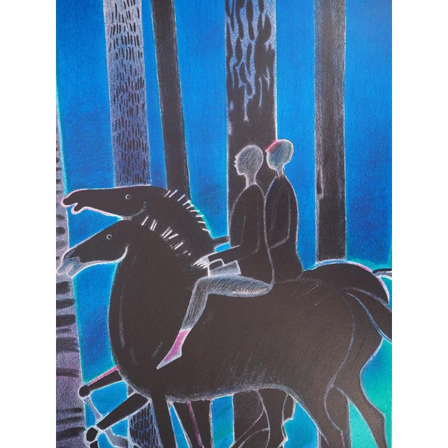 Modern Albert Zavaro, Les chevaux noirs, Lithograph For Sale - Image 3 of 7