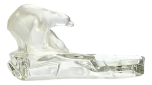 Art Deco Glass Polar Bear Ashtray attributed to Karel Zentner for Glasswork Libochovice, 1930s