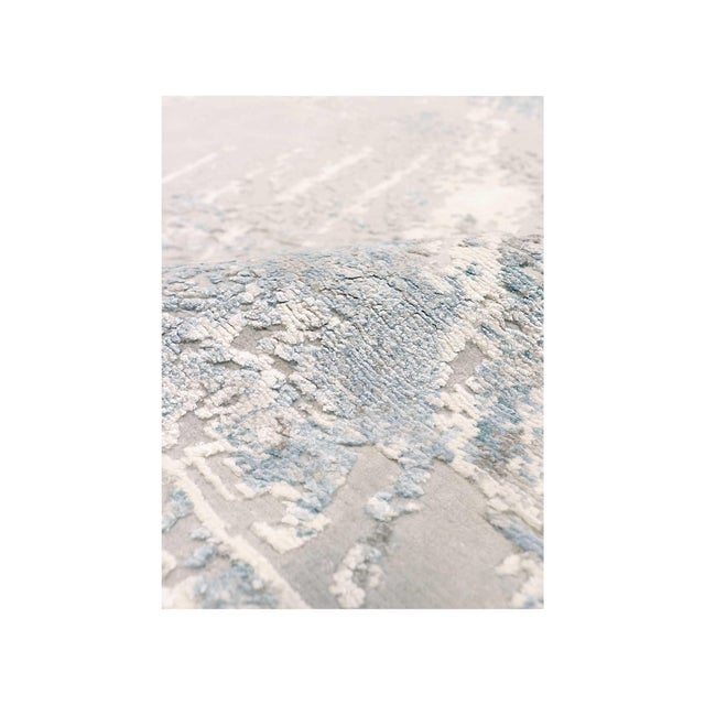Modern Silk & Wool Silver Area Rug-10' 2'' X 14' 3'' For Sale - Image 4 of 6