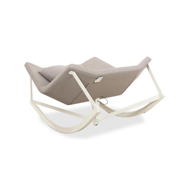 Grey Fabric Sway Rocking Lounge Chair with White Frame by Markus Krauss For Sale - Image 4 of 13