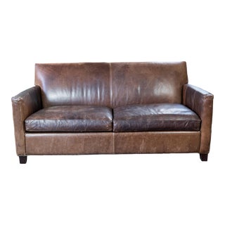 1990s Restoration Hardware Style Distressed Loveseat Sofa For Sale