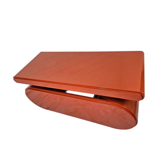 Sculptural Postmodern Burnt Orange Desk With Cylindrical Pedestals, 1980s For Sale - Image 10 of 12