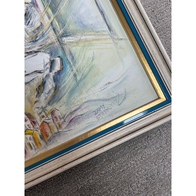 This is a stunning, unique original oil and mixed media painting on canvas by renowned Israeli artist Zamy Steynovitz...