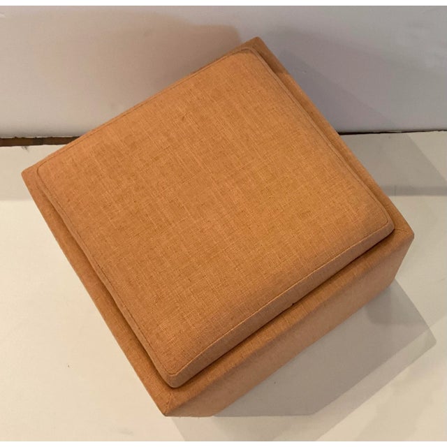 Textile Norwalk Modern Clay Linen Tray/Storage Jeeves Ottoman For Sale - Image 7 of 7
