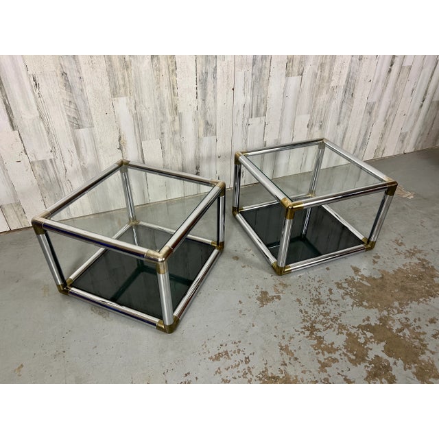 Vintage Chrome and Brass Cube End Tables For Sale - Image 11 of 12